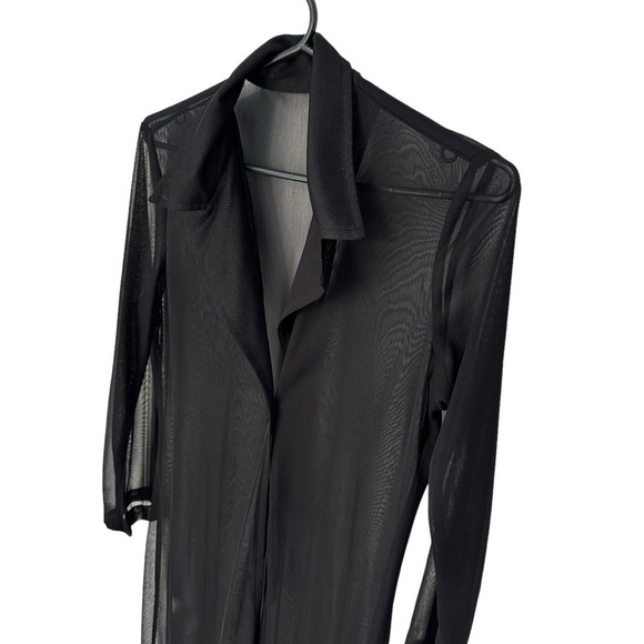 WOMEN'S SHEER BLACK CHIFFON LIGHTWEIGHT MAXI DUSTER KIMONO CARDIGAN - SIZE  US S - Picture 2 of 4